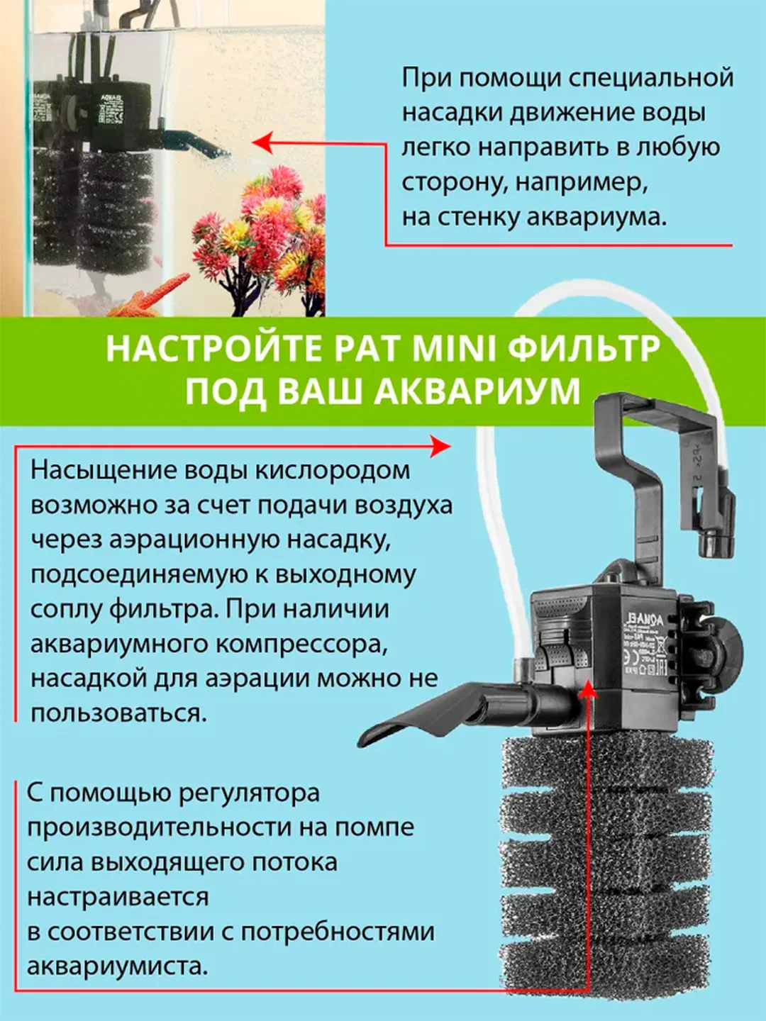Фильтр Акваэль (AQUAEL) PAT mini, внутренний, 30 л