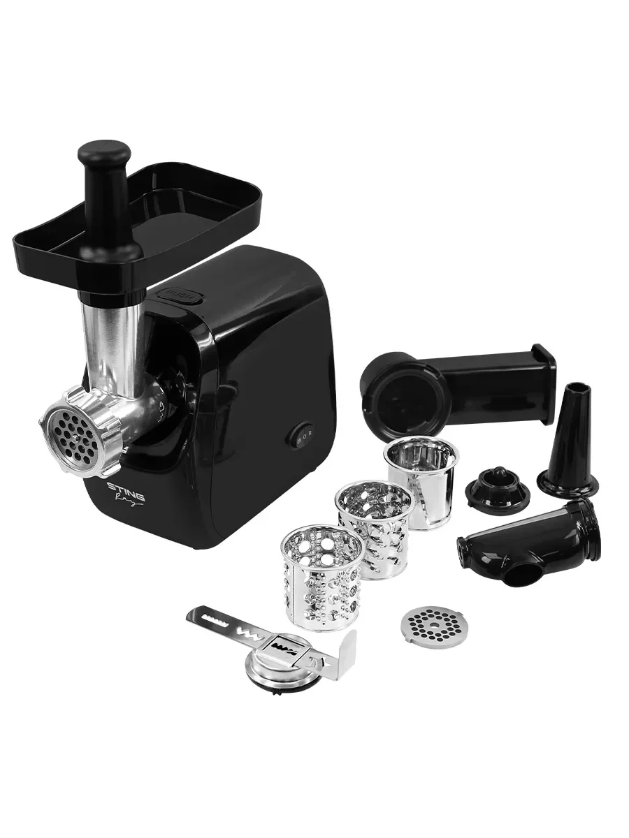 Черный мясорубка электрическая с насадками STINGRAY ST-MG2503B, 3500Вт, черный жемчуг