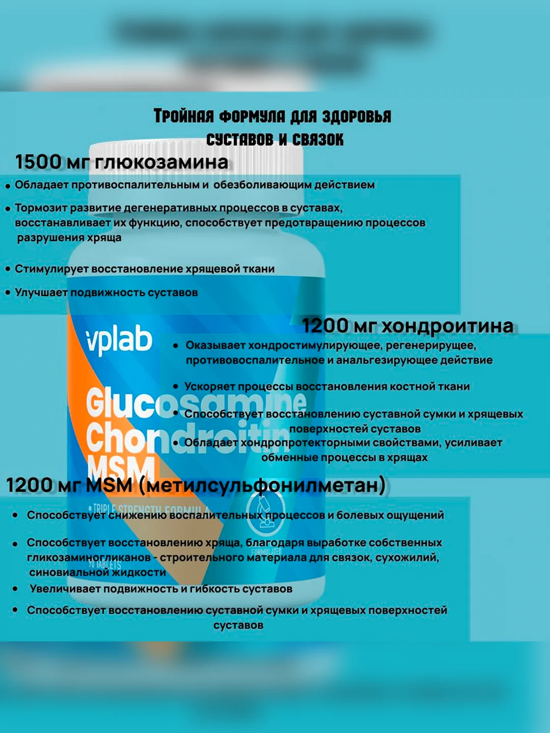 VPLAB Glucosamine Chondroitin MSM, Глюкозамин хондроитин, 90 таблеток