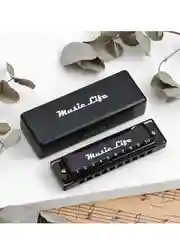 Губная гармошка Music Life, диатоническая, C-major, с футляром, черная