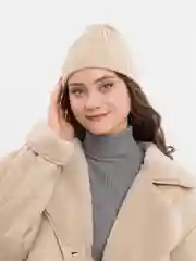 Бежевый шапка женская, мужская, бини, тыковка
