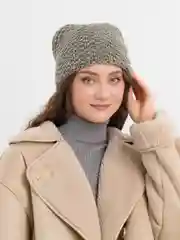 Приглушённый хаки шапка женская, трикотажная, три цвета
