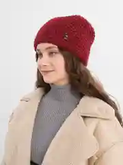 Багровый шапка женская, трикотажная, три цвета