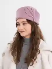 Сиреневый шапка женская, 100% шерсть, два цвета
