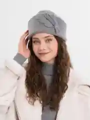 Серый шапка женская, 100% шерсть, два цвета