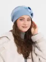 Голубой берет женский, 100% шерсть, два цвета