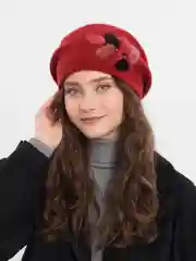 Бордовый берет женский, 100% шерсть, два цвета