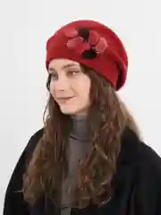 Бордовый берет женский, 100% шерсть, два цвета