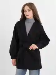 Черный пальто женское oversize прямое Aloha