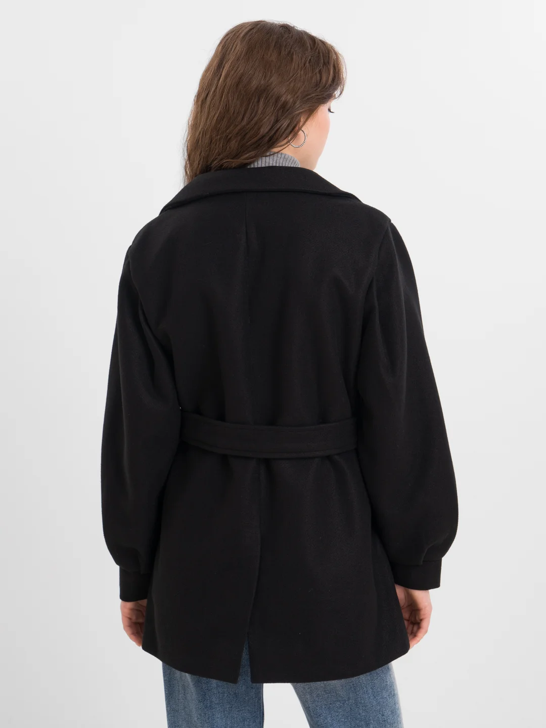 Черный пальто женское oversize прямое Aloha