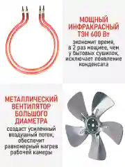 Черный профессиональная сушилка для овощей и фруктов CHEF PRO CF-FD806A 8 поддонов, черный