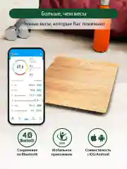 Бежевый умные диагностические весы MARTA MT-SC3604 , LED дисплей, Bluetooth, ольха