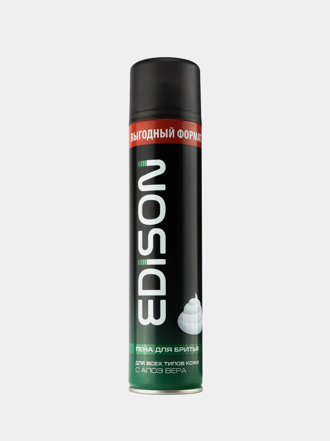 Зеленый пена для бритья, Edison, 300 мл / Мужская пена для бритья с Алоэ вера и витаминами