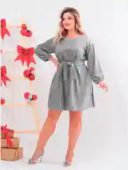 Серый металлик платье женское, большие размеры