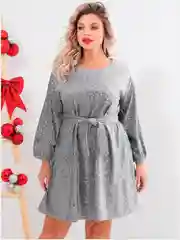 Серый металлик платье женское, большие размеры