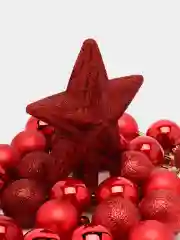 Красный набор елочных игрушек, 30 штук, новогодние шары