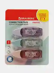 Замазка ленточная Brauberg Pastel, 272658, корректирующая лента, штрих корректор, 3 шт