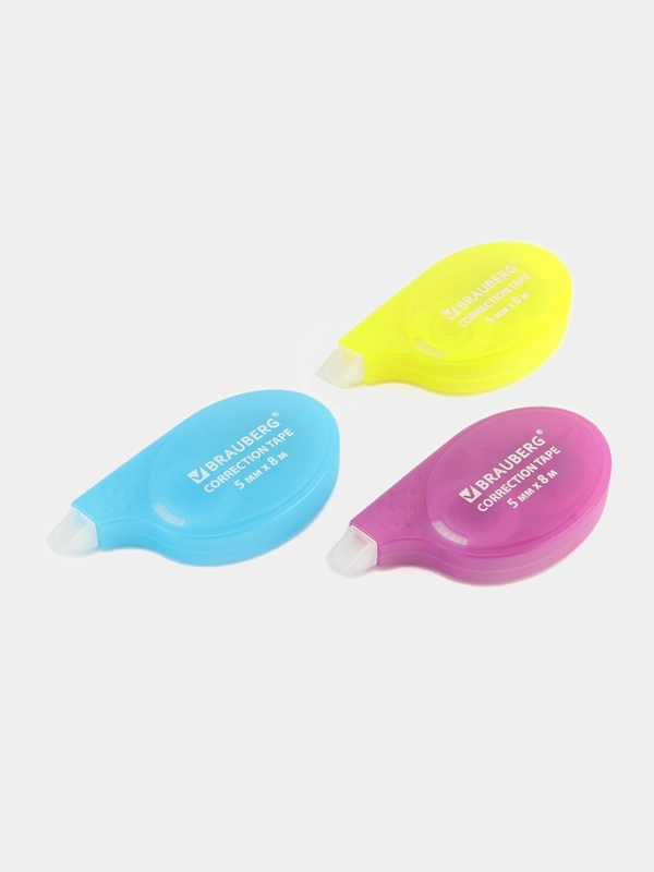 Замазка ленточная Brauberg Ultra Neon, 272665, корректирующая лента, штрих корректор, 3 шт