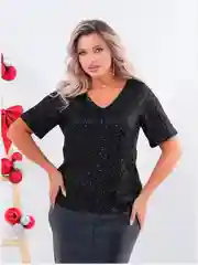 Черный топ блузка с пайетками