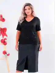 Черный топ блузка с пайетками