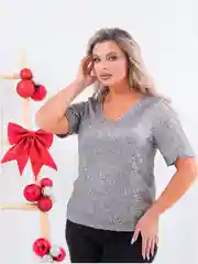 Серый металлик топ блузка с пайетками