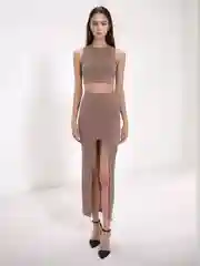 Комплект трикотажный топ с юбкой / костюм с юбкой макси
