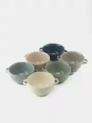 Разноцветный набор бульонниц с ручками 6 штук