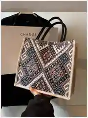 Черный пляжная сумка шоппер, летняя сумка из джута