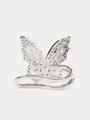 Серебряный серьга кафф без прокола бабочка со стразами