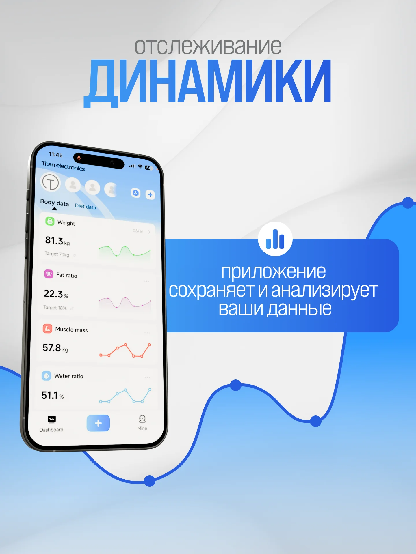 Черный весы напольные электронные Titan Electronics 07, 14 показателей, до 180 кг