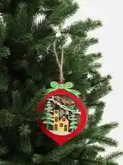 Бордовый деревянные новогодние игрушки на елку цшт в комплекте