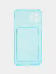 Бирюзовый чехол для iPhone XR, 11, 12, 13, 14, Pro, Pro Max, 7 / 8, 7 Plus, с карманом для карт