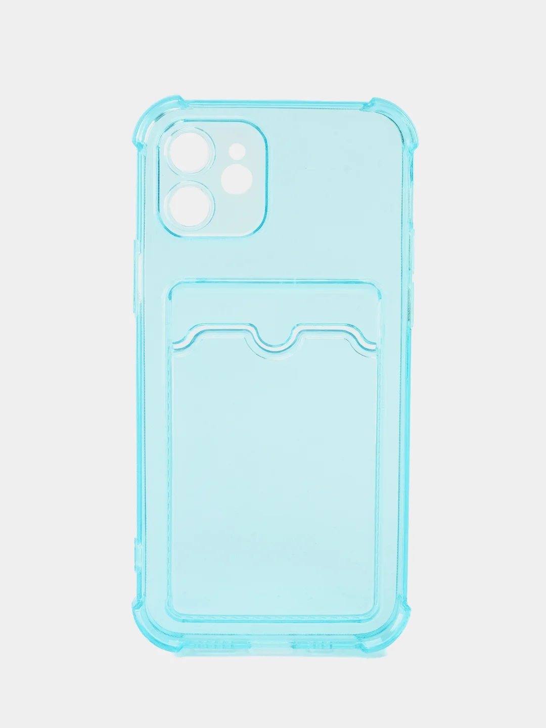 Бирюзовый чехол для iPhone XR, 11, 12, 13, 14, Pro, Pro Max, 7 / 8, 7 Plus, с карманом для карт