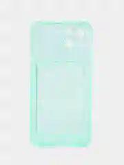 Зеленый чехол для iPhone XR, 11, 12, 13, 14, Pro, Pro Max, 7 / 8, 7 Plus, с карманом для карт