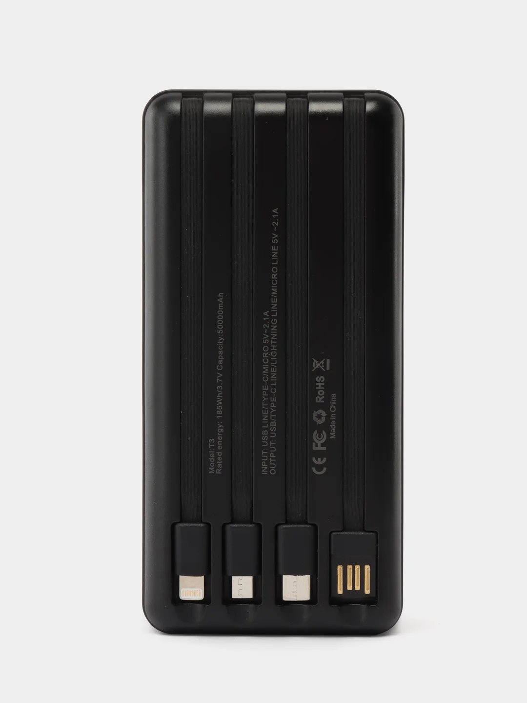 Power Bank 50000 внешний аккумулятор с быстрой зарядкой 22.5W и встроеными кабелями