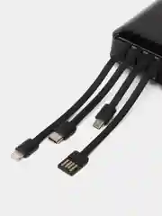 Повербанк 30000 со встроенными кабелями lightning, USB, USB Type-c, microUSB