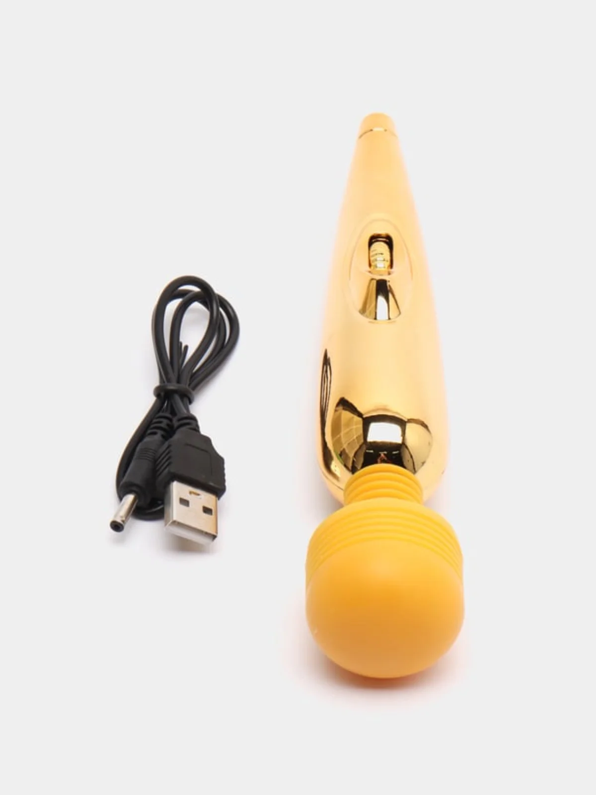 Золотой вибратор женский с упругой головкой, встроенный аккумулятор от USB