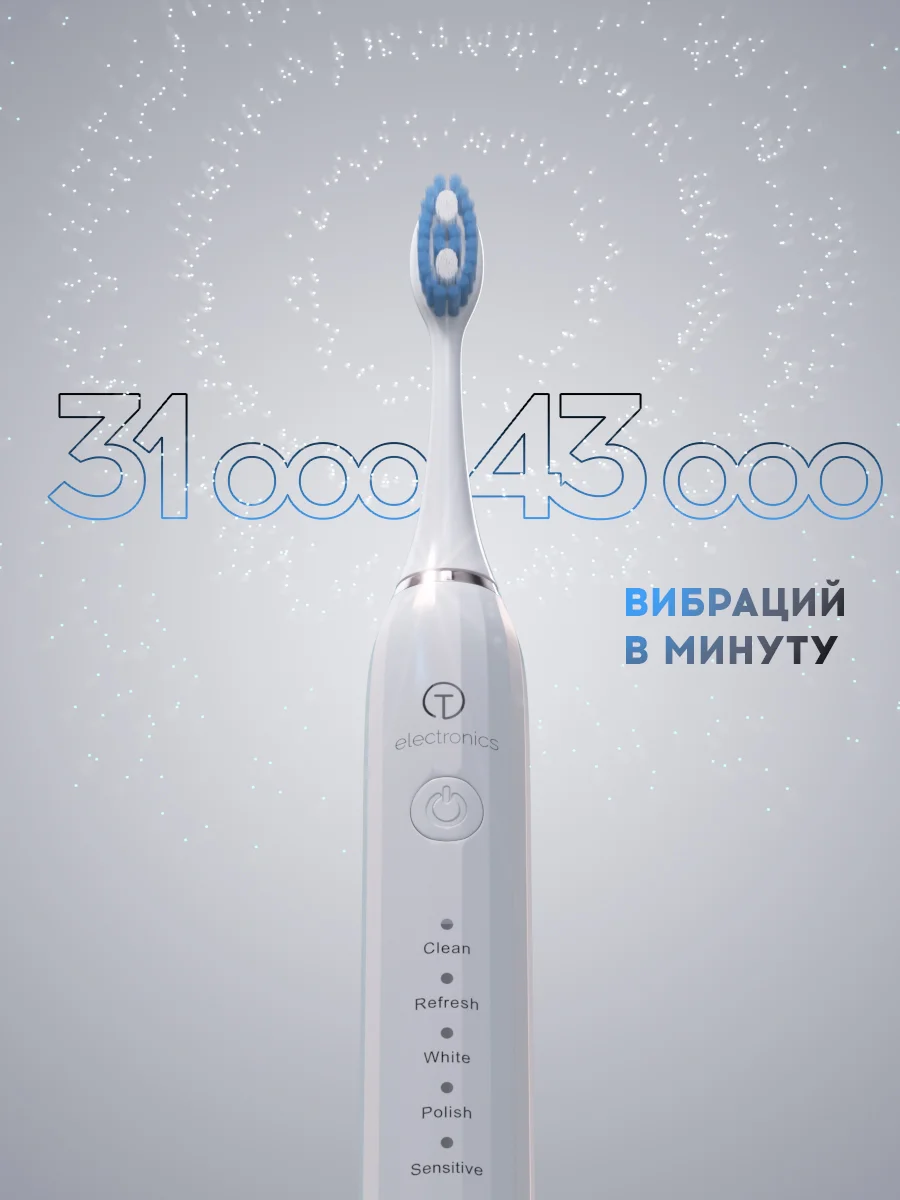 Электрическая звуковая зубная щетка Titan Electronics, 2 насадки