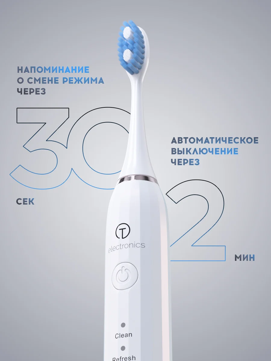 Электрическая звуковая зубная щетка Titan Electronics, 2 насадки
