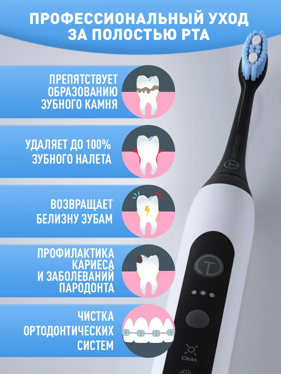 Черный электрическая зубная щетка Titan Electronics, 2 насадки
