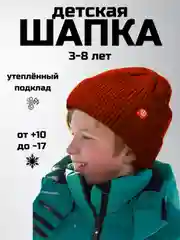 Коричневый детская шапка утепленная, 3-8 лет