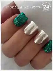 Накладные ногти короткие с дизайном форма Квадрат