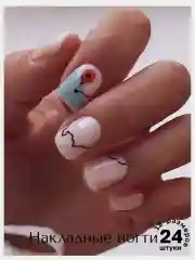 Накладные ногти короткие с дизайном форма Квадрат