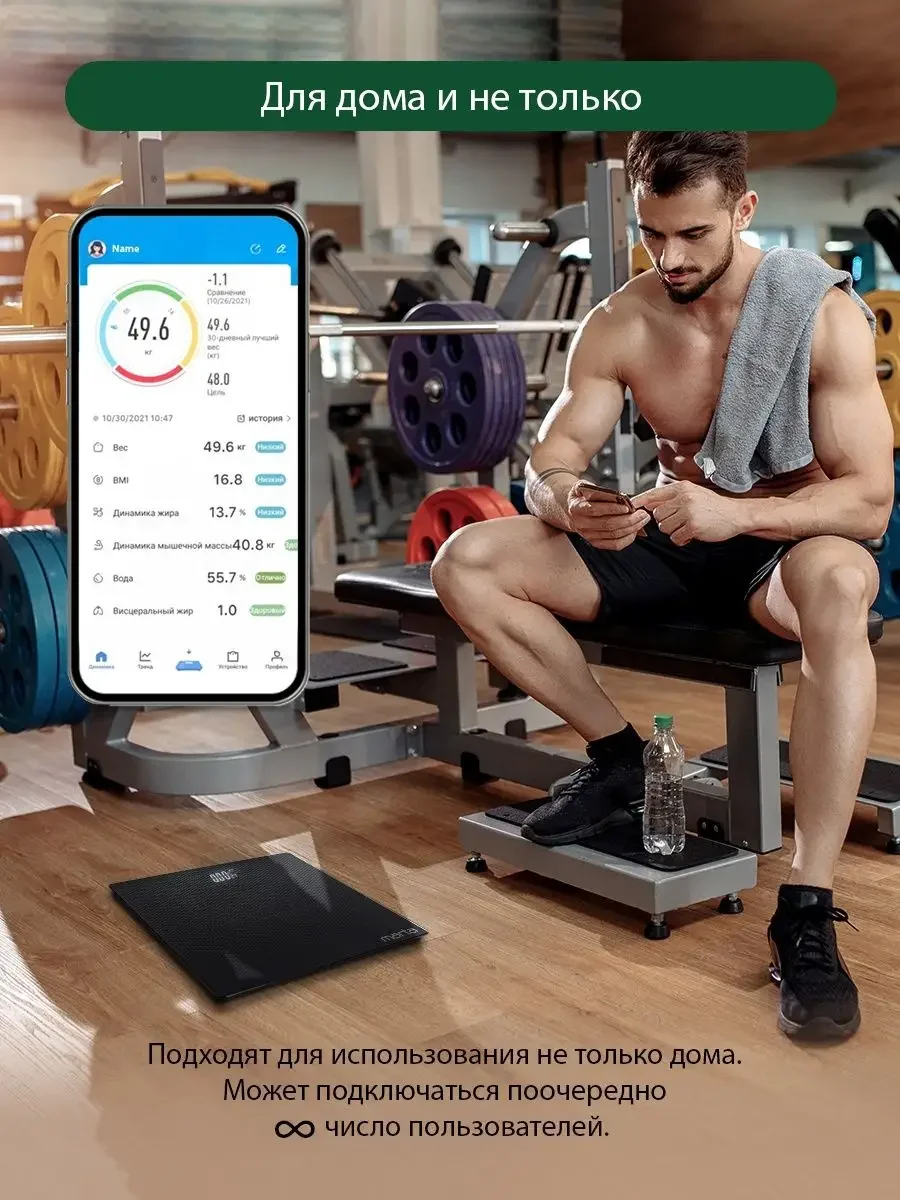 Черный умные диагностические весы MARTA MT-SC3605 , LED дисплей, Bluetooth, карбон