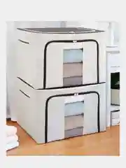 Белый кофр для хранения одежды, белья, вещей с металлическим каркасом