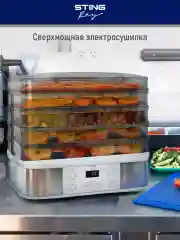 Серый электросушилка STINGRAY ST-FD700B 9 поддонов/ 4 для сушки,2 для ягод, 2 для пастилы/