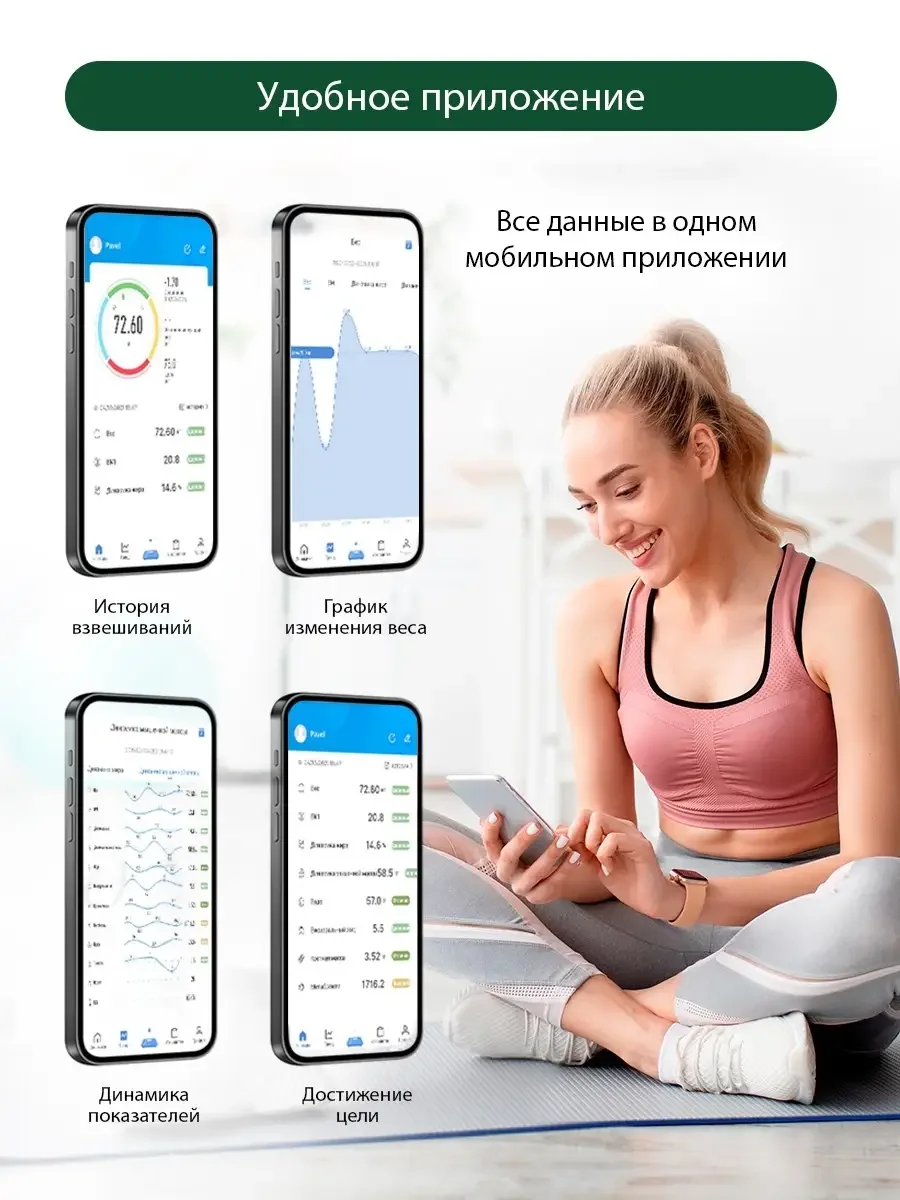 Белый умные диагностические весы MARTA MT-1607 max 180кг, 30x30 см, белый жемчуг