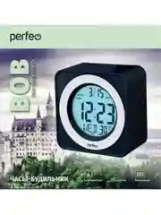 Черный часы-будильник Perfeo "Bob", (PF-F3616) время, температура