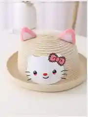 Молочный детская соломенная шляпа и сумочка с котенком,комплект,  детская панама