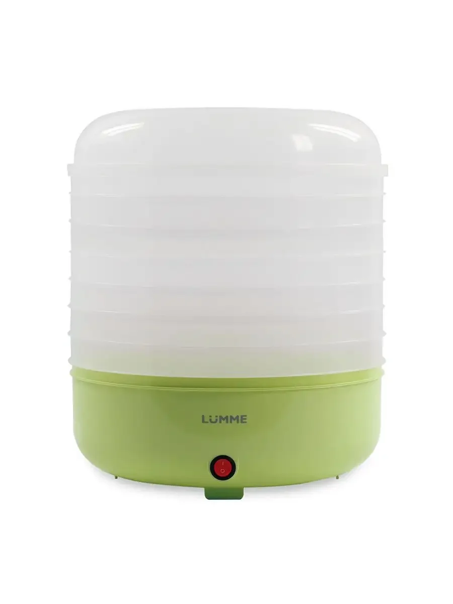 Зеленый сушилка для овощей и фруктов LUMME LFD-107 PP диаметр 32 см, 7 съемных поддонов 200 Ватт